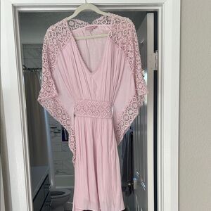 Calypso St. Barth Light Pink Crochet Dress